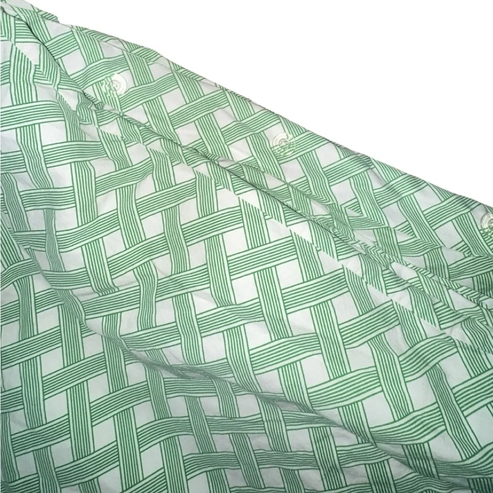 Jonathan Alder Green Lattice Weave Geometric Pattern Queen Duvet Cover‎